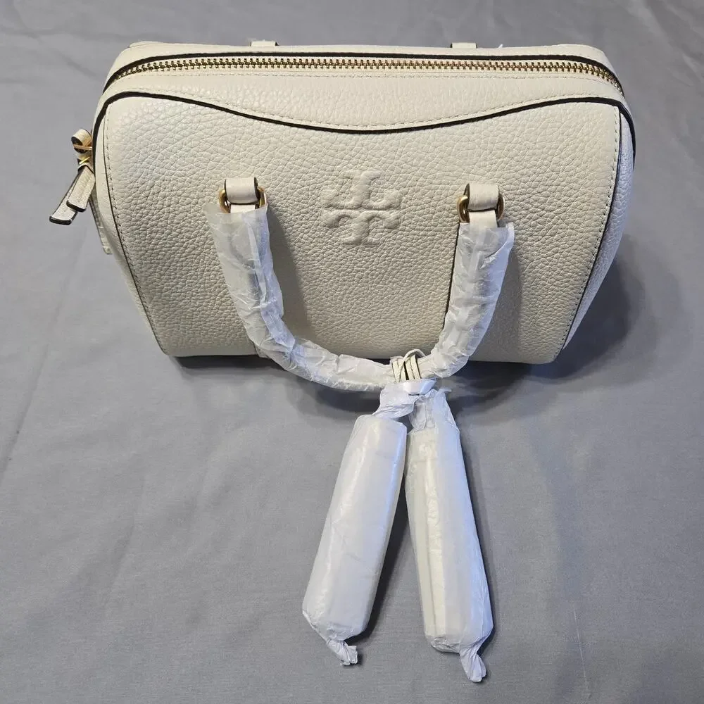 Tory Burch Thea Mini Satchel New Ivory Pebbled Leather Crossbody Bag